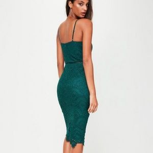lace ladder detail midi dress